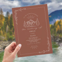 Line Art Woodland Mountain Terracotta Wedding