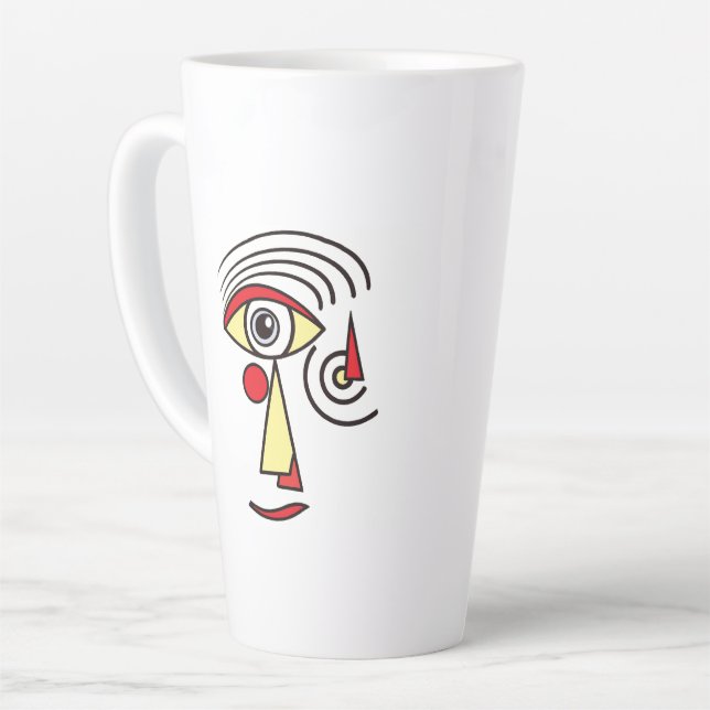 Line Artwork Abstract Face Simple Shapes Creative Latte Mug (Left Angle)