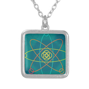 Line Atomic Structure Silver Plated Necklace