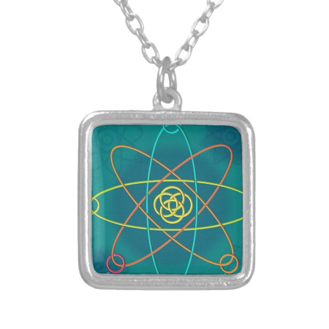 Line Atomic Structure Silver Plated Necklace (Front)