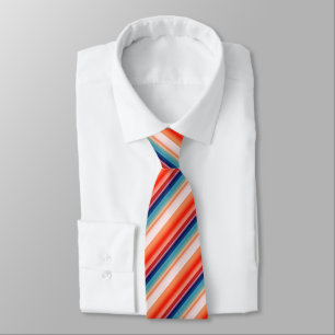 Line Blue Orange Pattern Neck Tie