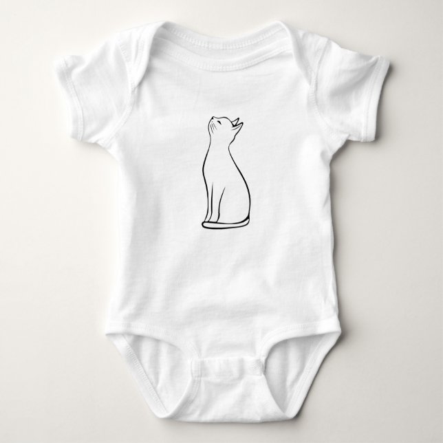 Line Cat Art Baby Bodysuit (Front)