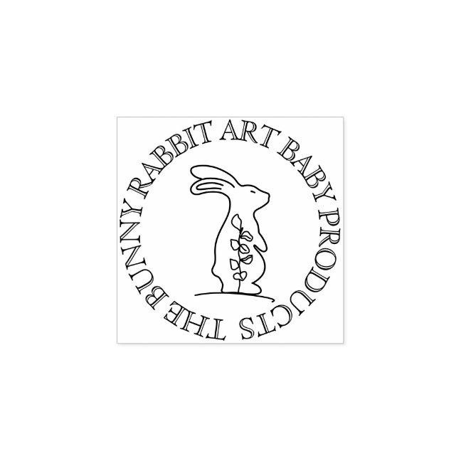 Line Circle Frame flower bunny Rabbit Rubber Stamp
