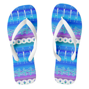 Line Dance Blue Flip Flops
