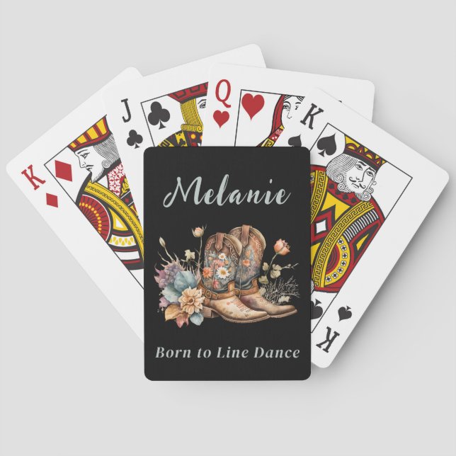 Line Dance Country Western Boots Flowers Poker Cards (Back)