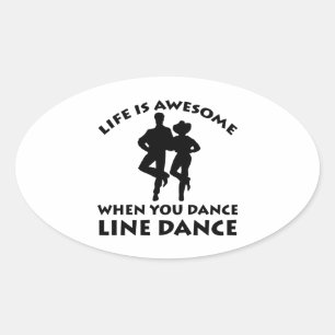 line dance design oval sticker