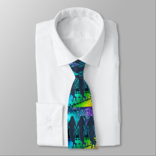 Line Dance Group on Lighted Dance Floor Neck Tie