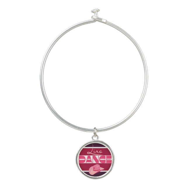 Line dance Love Cowboyhat pink Bangle Bracelet (Front)