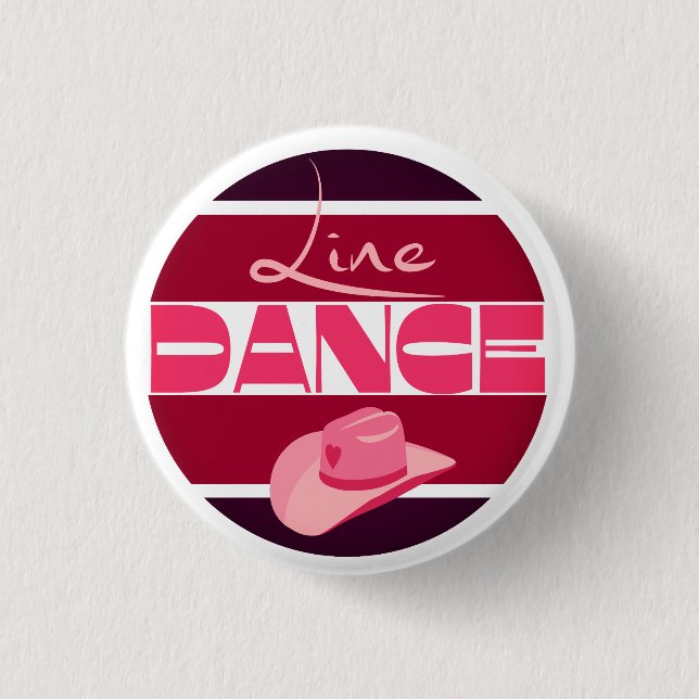 Line dance Love Cowboyhat pink Button (Front)