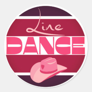 Line dance Love Cowboyhat pink Classic Round Sticker
