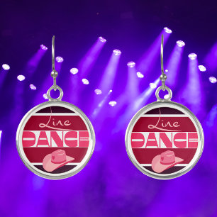Line dance Love Cowboyhat pink Earrings