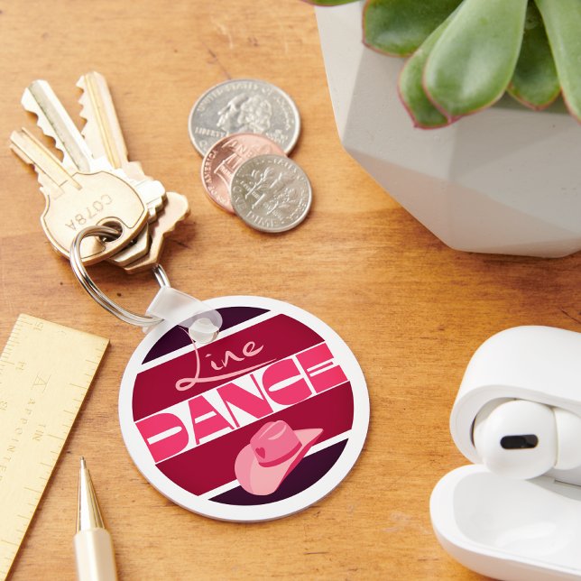 Line dance Love Cowboyhat pink Keychain (Creator Uploaded)