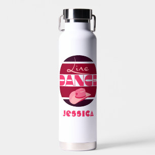 Line dance Love Cowboyhat pink Water Bottle