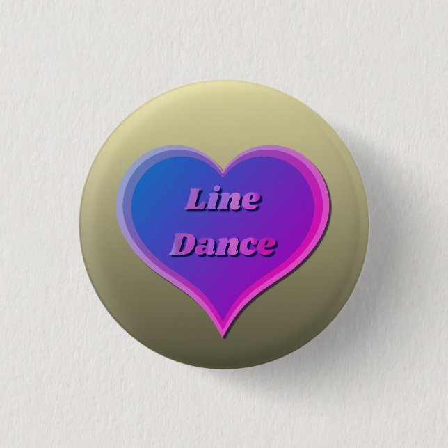 Line dance Love Heart  Button (Front)