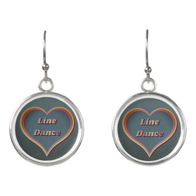 Line dance Love Heart  Earrings (Front)