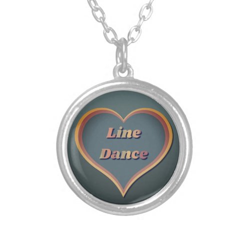 Line dance Love Heart  Silver Plated Necklace