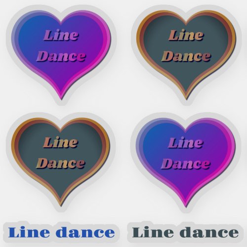 Line dance love hearts Custom_Cut Vinyl Sticker