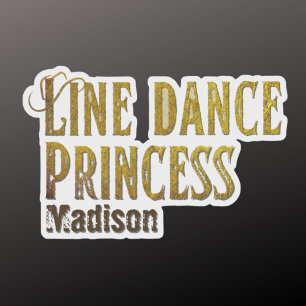Line dance princess gold name sticker