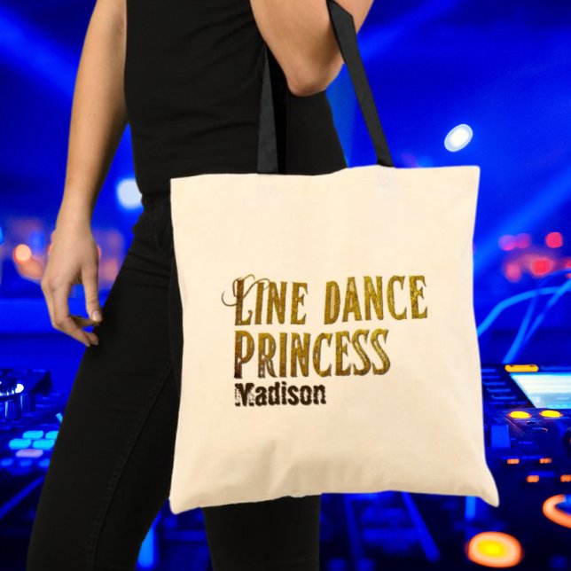 Line dance princess gold name tote bag (Creator Uploaded)