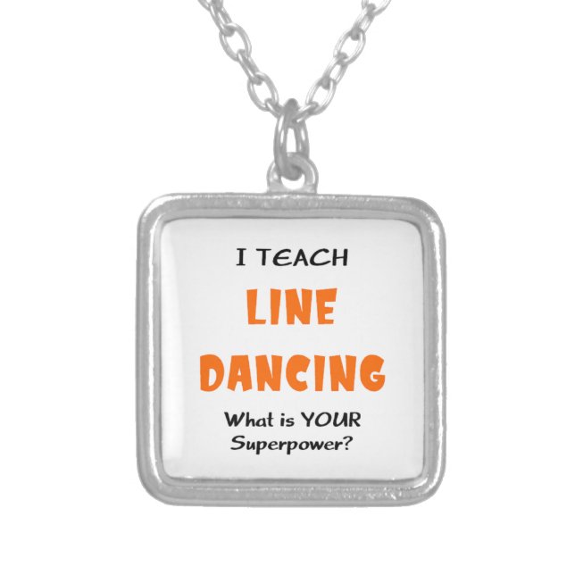 line dance teach silver plated necklace (Front)