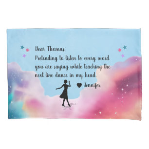 Line Dance Teacher Husband n Colorful Clouds Sky Pillow Case