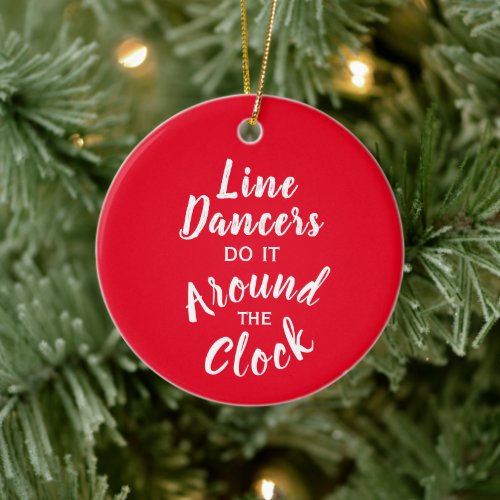 Line Dancer Gift Custom Message Color Christmas Ceramic Ornament