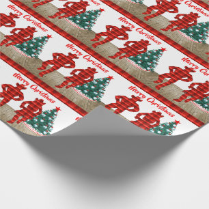 Line  Dancers  With Red Plaid Merry Christmas Wrapping Paper