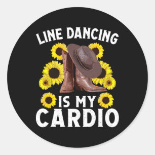 Line Dancing Art For Women Men Country Dancing Rod Classic Round Sticker