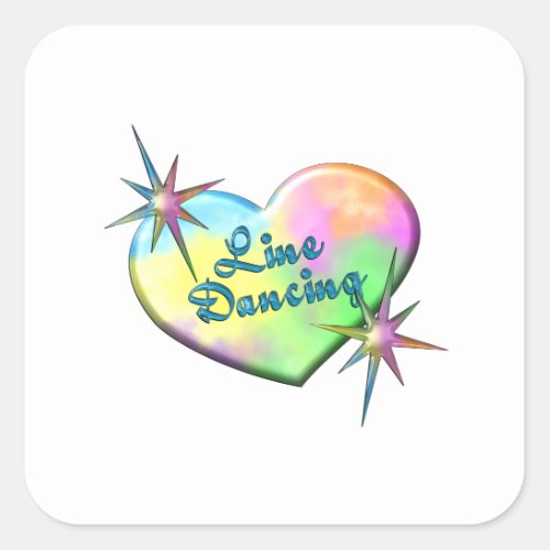 Line Dancing Big Heart Square Sticker