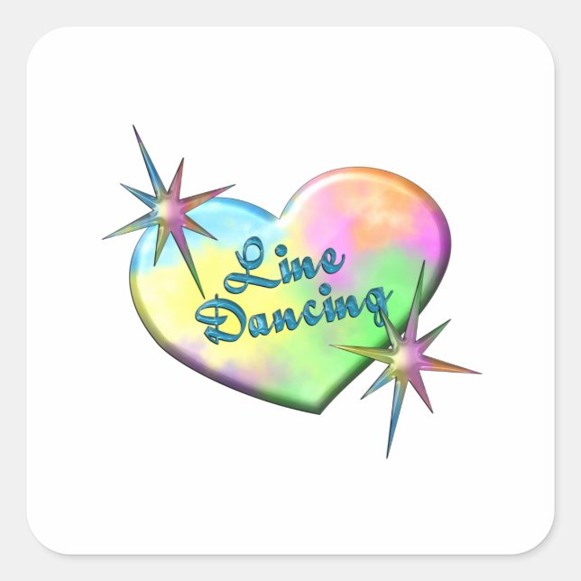 Line Dancing Big Heart Square Sticker (Front)