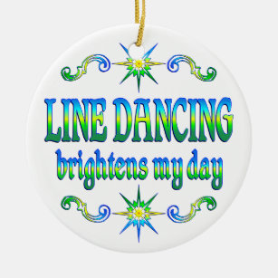 Line Dancing Brightens Ceramic Ornament