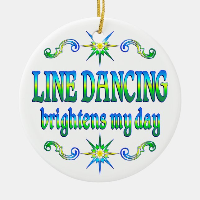 Line Dancing Brightens Ceramic Ornament (Front)