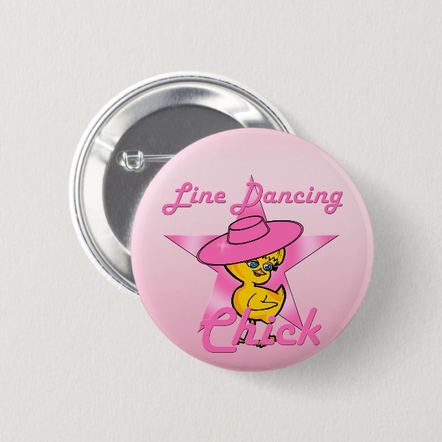 Line Dancing Chick #8 Button (Front & Back)