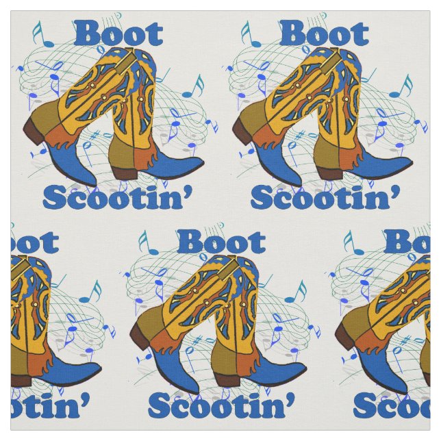 Line Dancing Country Dance Cowboy Boot Scootin" Fabric (Swatch)