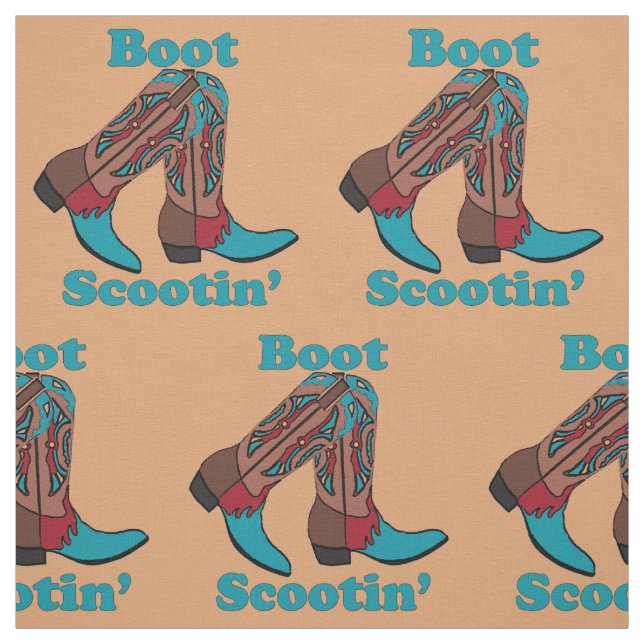Line Dancing Country Dance Cowboy Boot Scootin" Fabric (Swatch)