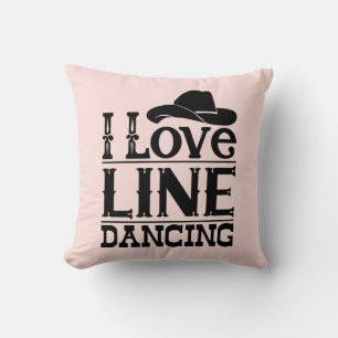 Line Dancing Cowboy Hat Country Music Blush Pink Throw Pillow