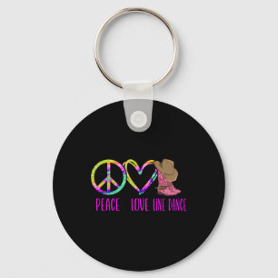 Line Dancing Dance Teacher Tie Dye Peace Love Line Keychain
