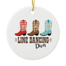 Line Dancing Diva Ceramic Ornament