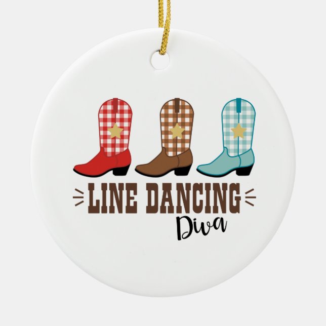 Line Dancing Diva Ceramic Ornament (Front)