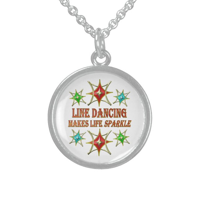 LINE DANCING FANCY STARS STERLING SILVER NECKLACE (Front)