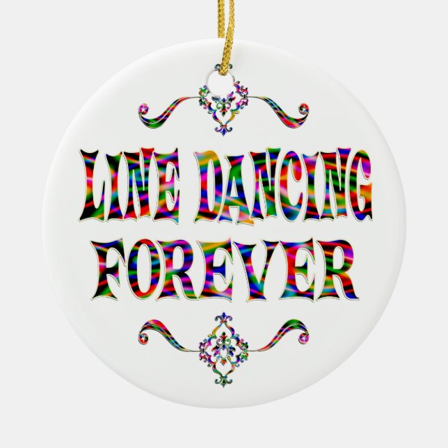 Line Dancing Forever Ceramic Ornament (Front)