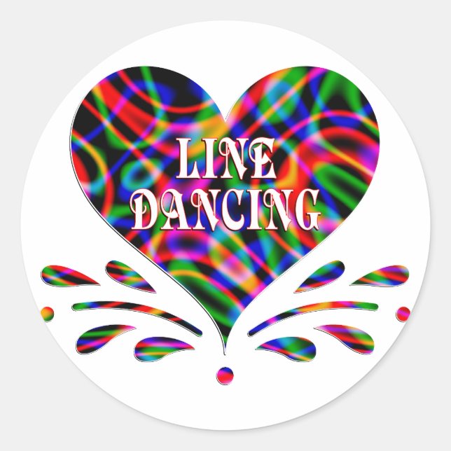 Line Dancing Fun Heart Classic Round Sticker (Front)