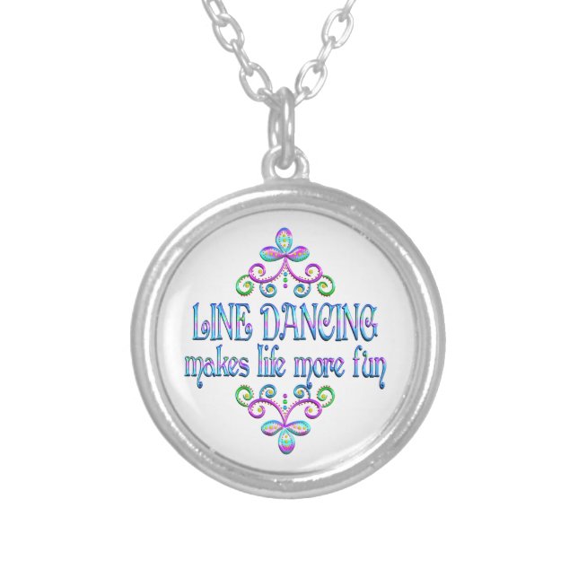 Line Dancing Fun Silver Plated Necklace (Front)