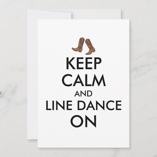 Line Dancing Gift Keep Calm Dancer Cowboy Boots Invitation (Front)