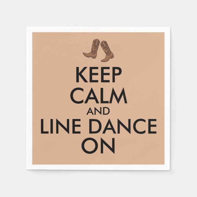 Line Dancing Gift Keep Calm Dancer Cowboy Boots Paper Napkins (Front)
