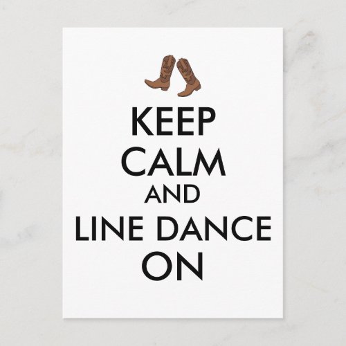 Line Dancing Gift Keep Calm Dancer Cowboy Boots Postcard