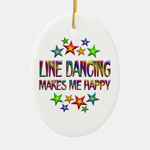 Line Dancing Happy Ceramic Ornament