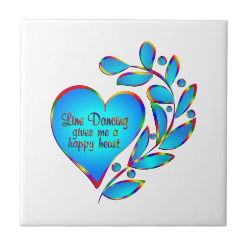 Line Dancing Happy Heart Ceramic Tile