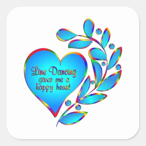 Line Dancing Happy Heart Square Sticker