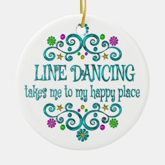 Line Dancing Happy Place Ceramic Ornament